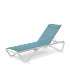 Armless Chaise Silver/White Frame - Turquoise Sling